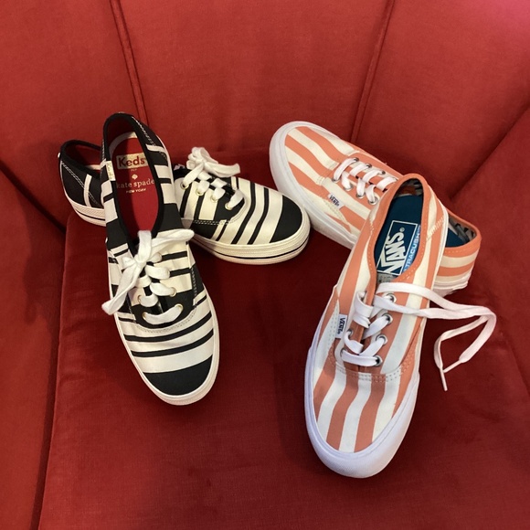 Striped shoe bundle Kate Spate Keds Size 6 and Vans size 6.5 - Picture 1 of 13